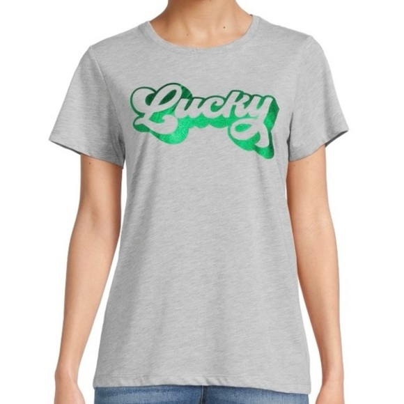 St Patrick Way to Celebrate Women's Lucky Graphic Print T-Shirt Gray / Size XL - Picture 1 of 10